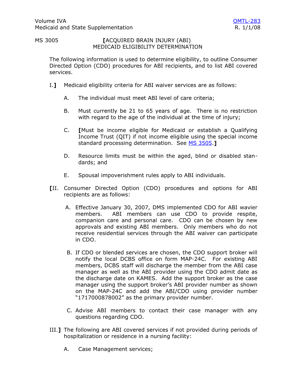 Medicaid and State Supplementationr. 1/1/08