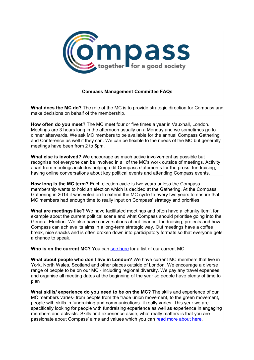 Compass Management Committee Faqs