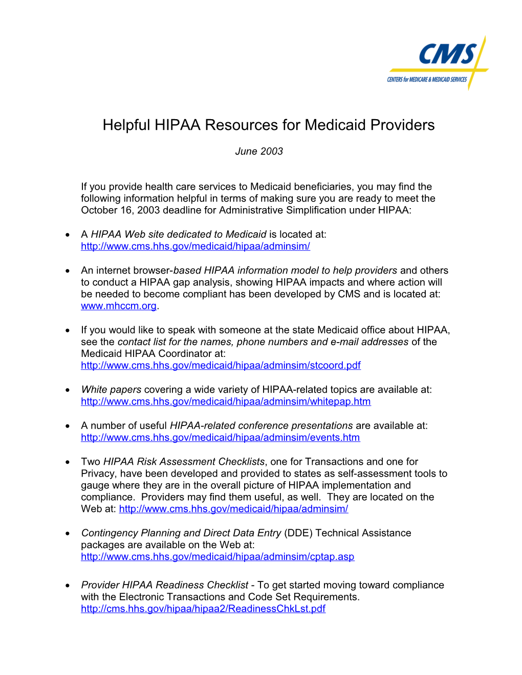 Helpful HIPAA Resources for Medicaid Providers