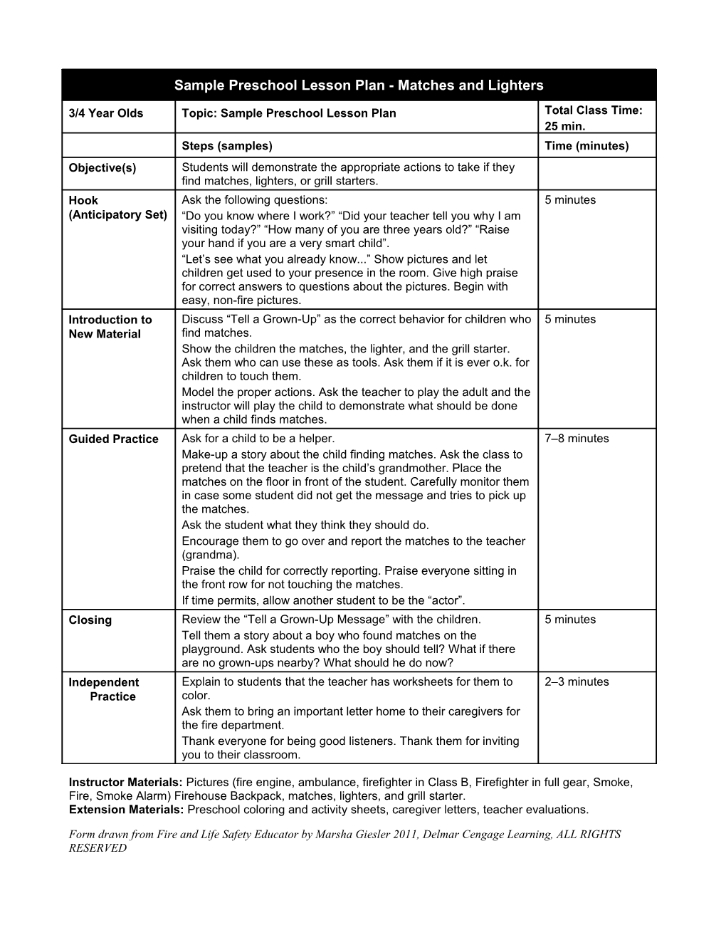 App C Sample Preschool Lesson Plan