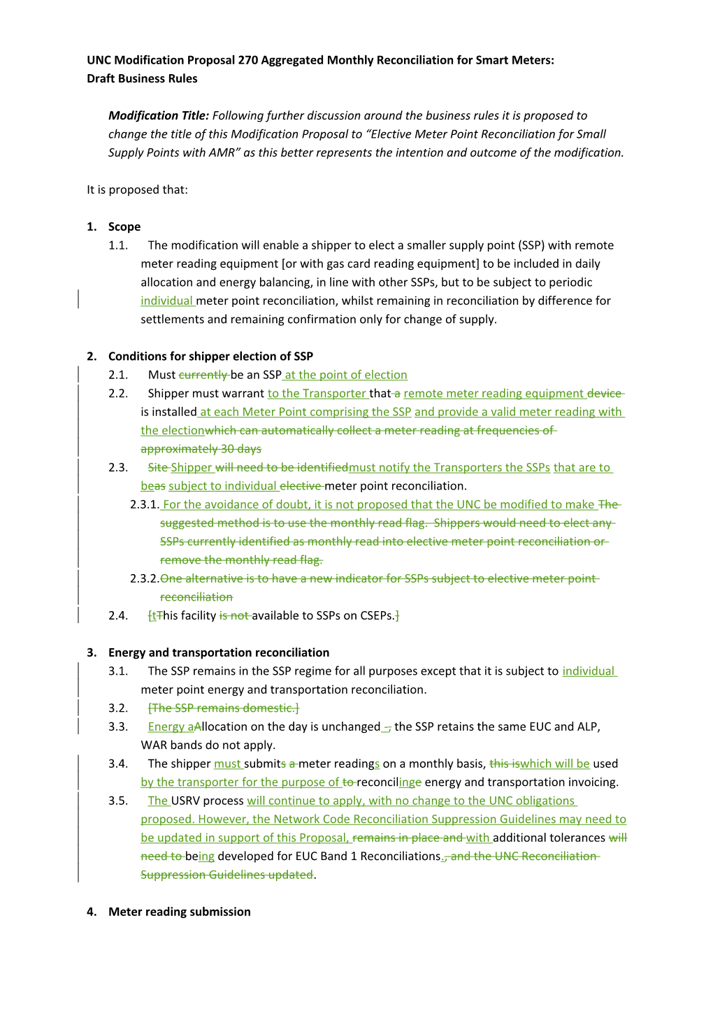 UNC Modification Proposal 270 Aggregated Monthly Reconciliation for Smart Meters