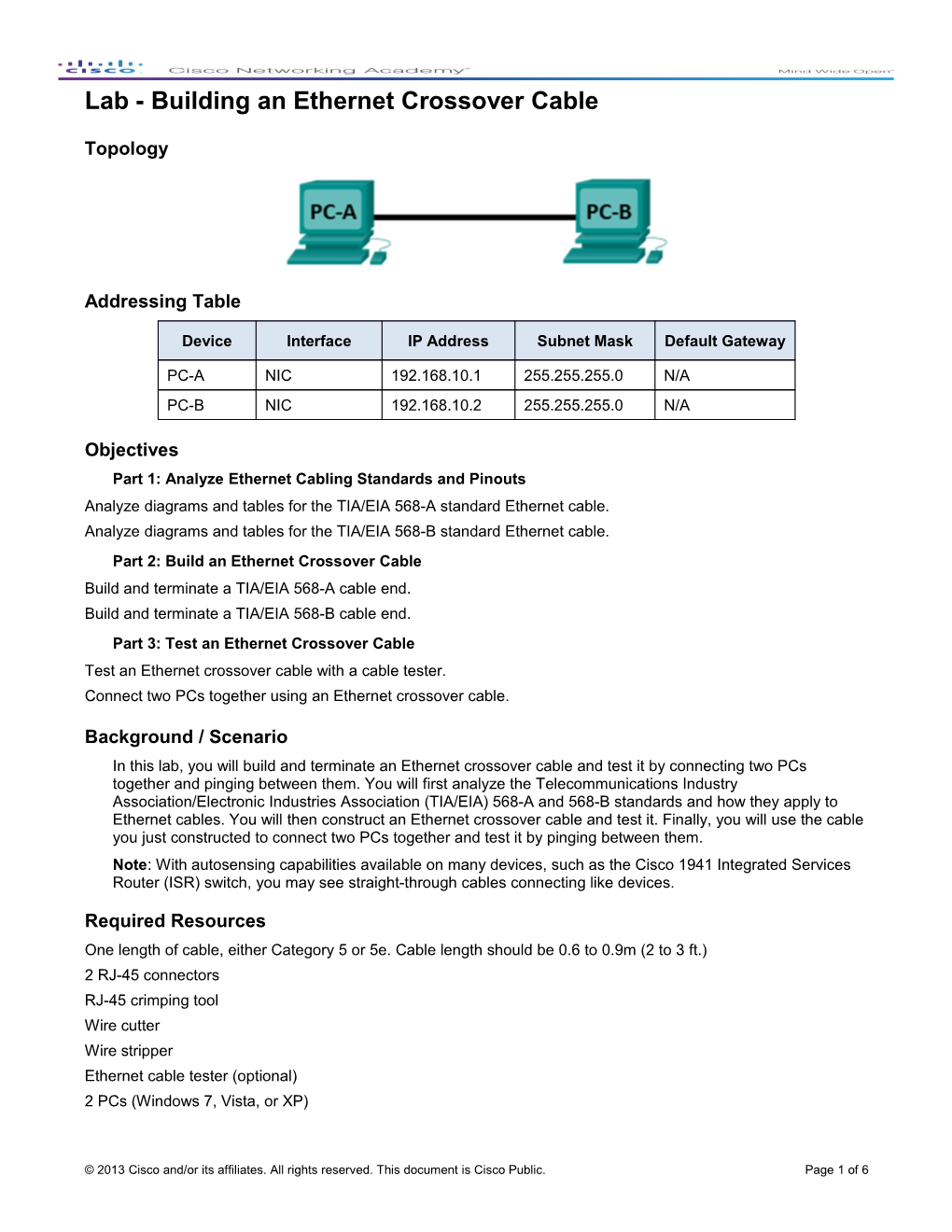 Lab -Building an Ethernet Crossover Cable