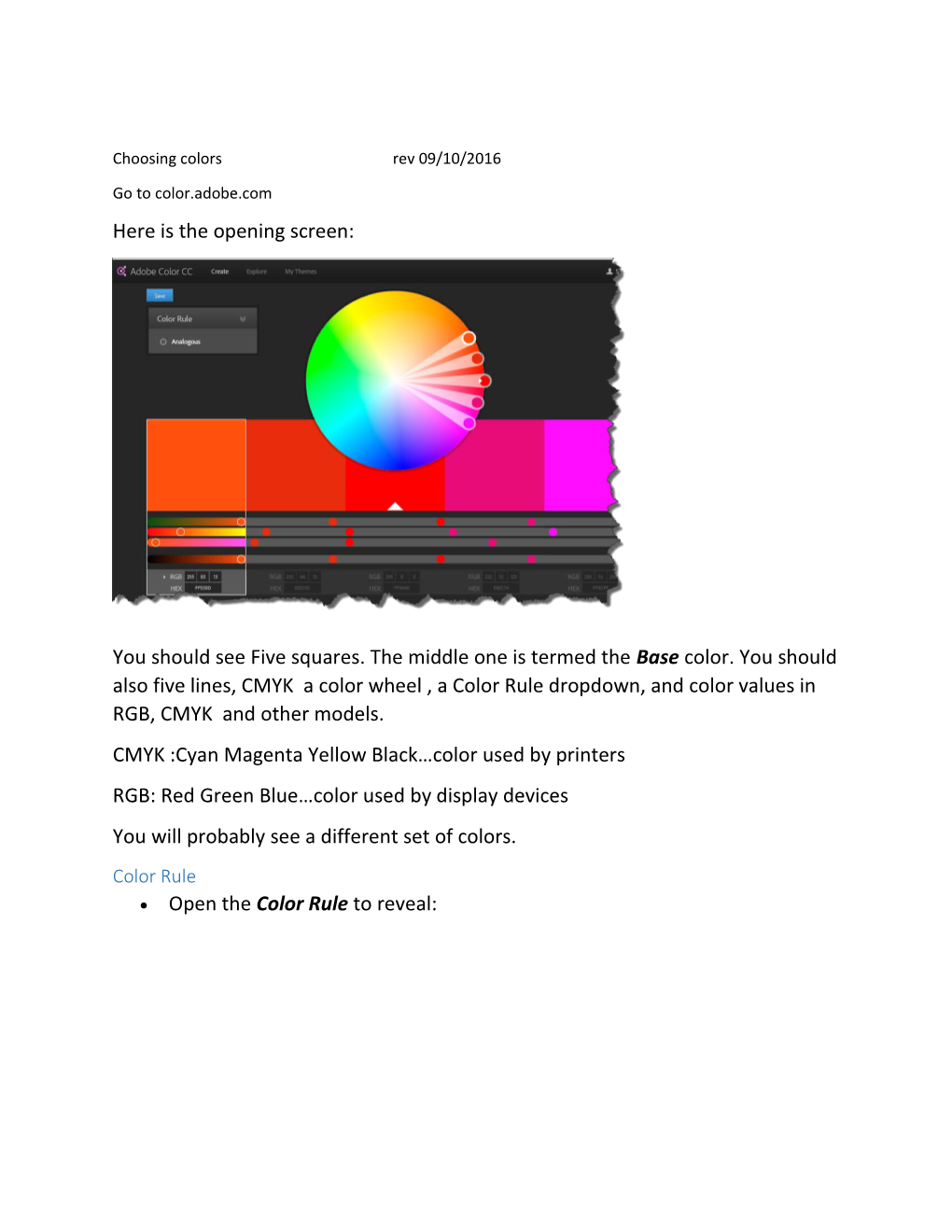 Choosing Colors Rev 09/10/2016