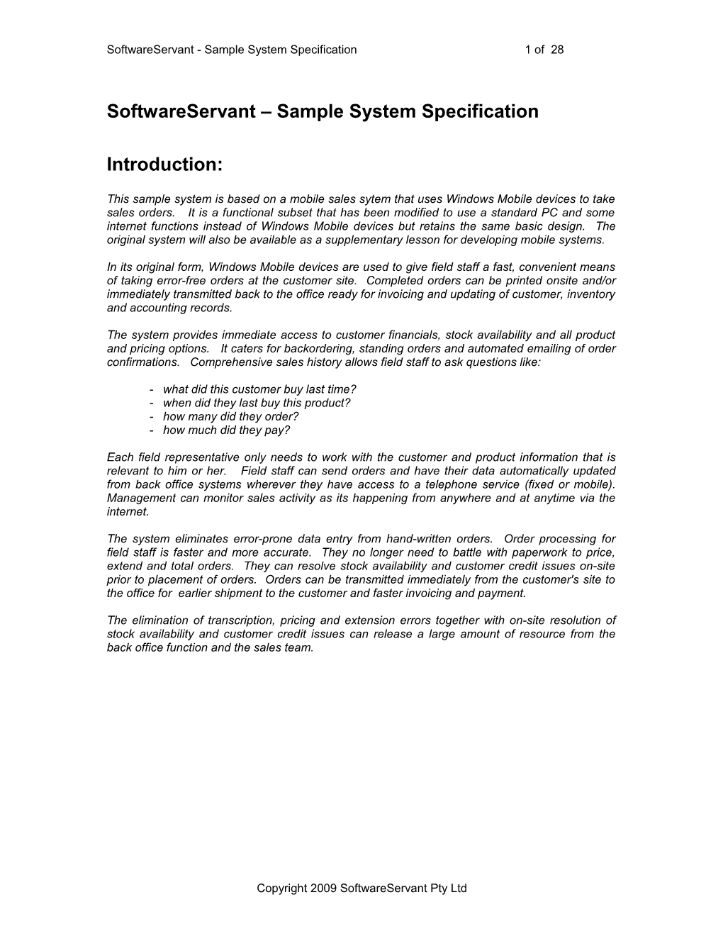 Softwareservant System Specification