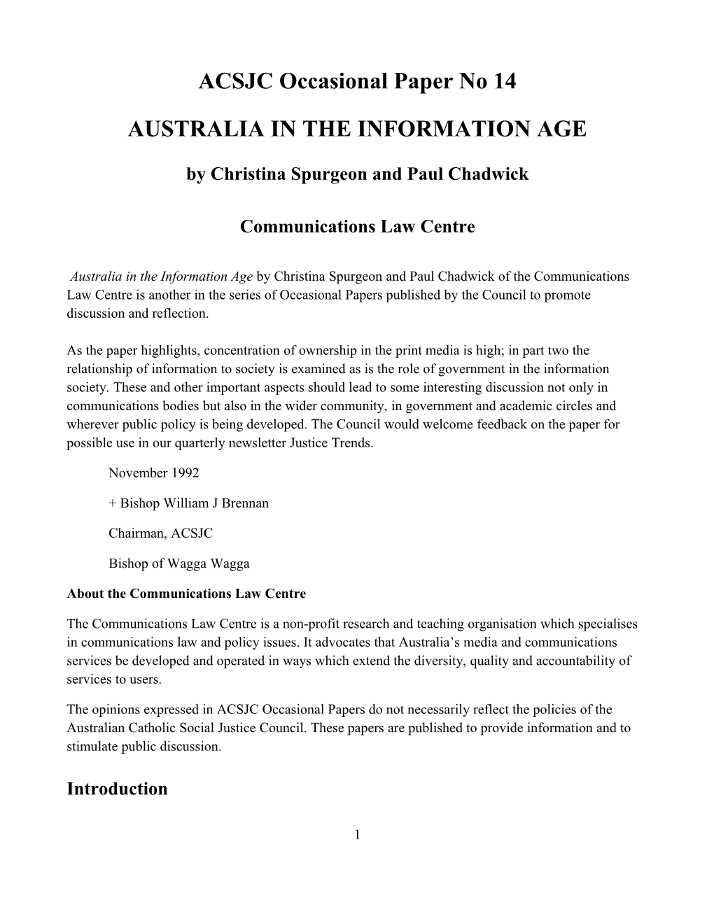 Australia in the Information Age