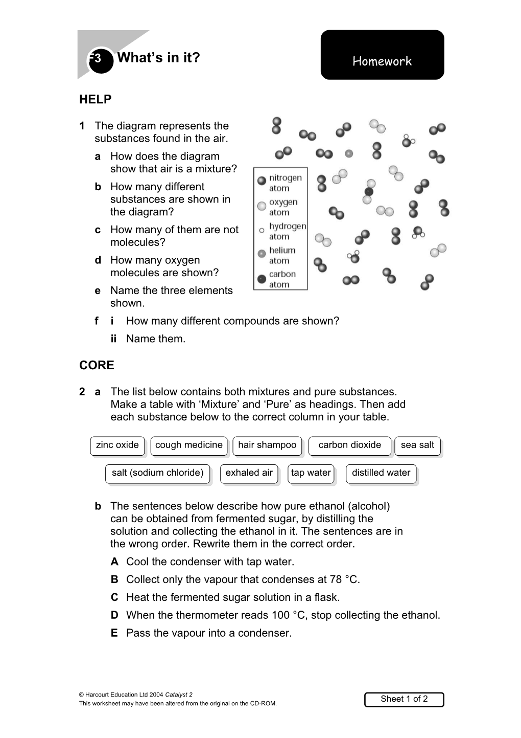 1The Diagram Represents the Substances Found in the Air