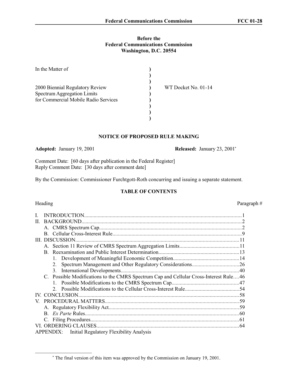 Federal Communications Commissionfcc 01-28