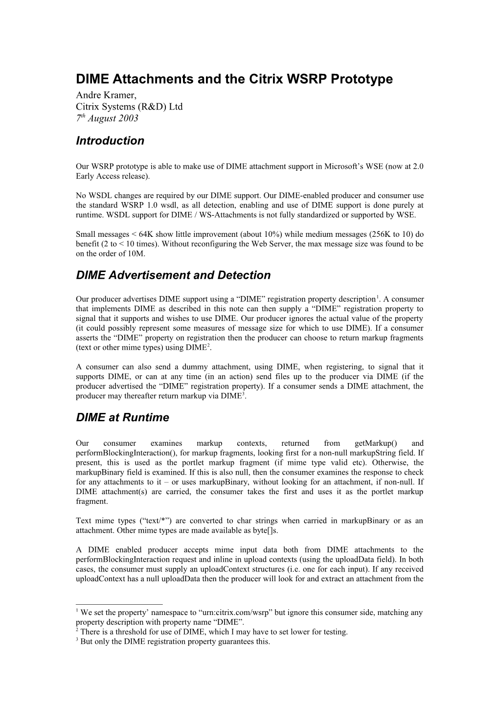 DIME Attachments and Citrix WSRP Prototype