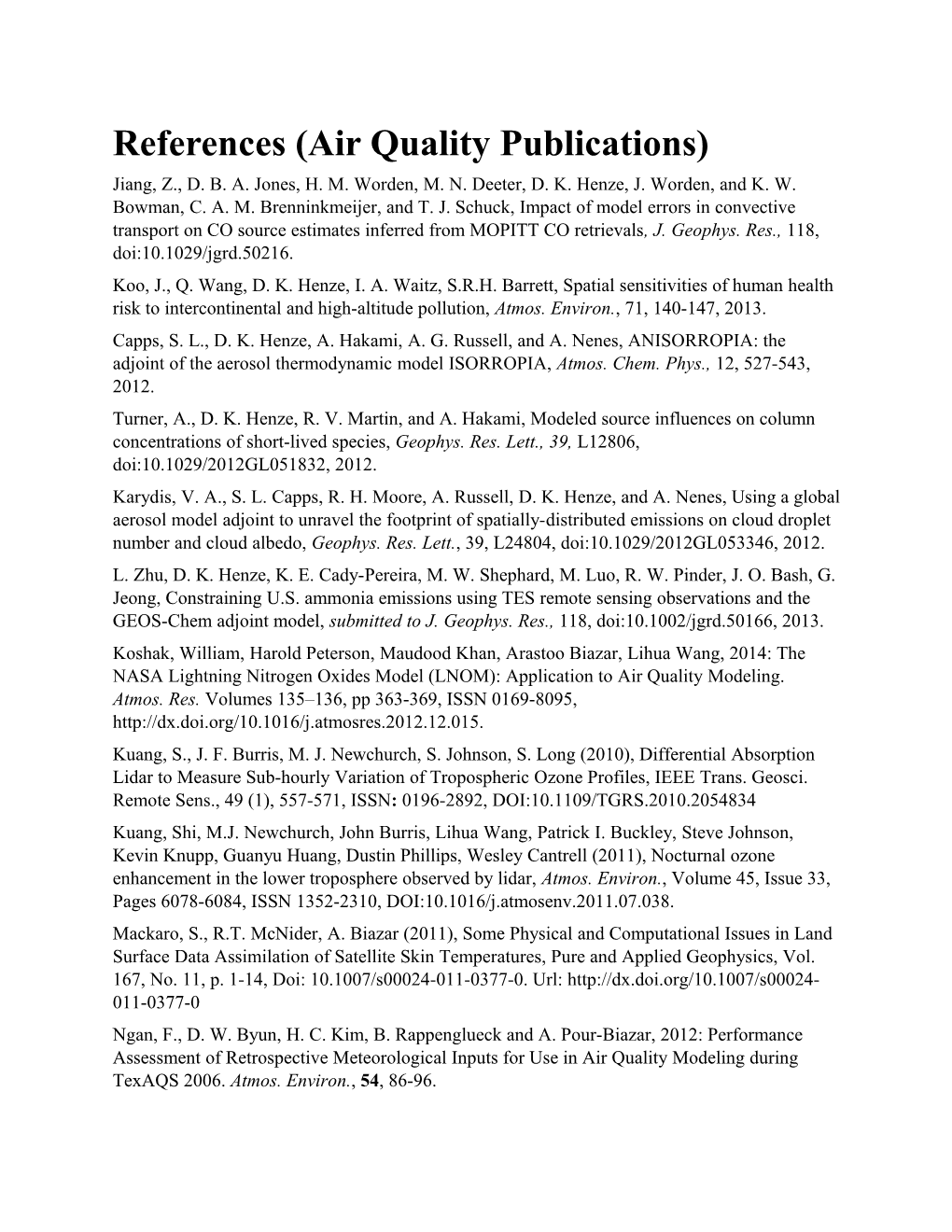 References (Air Quality Publications)