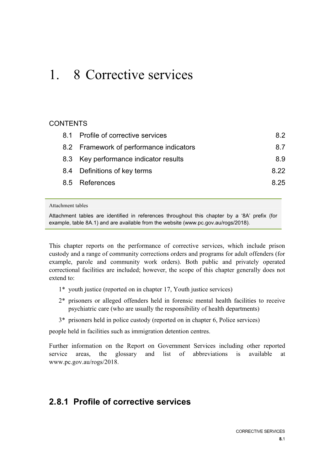 Chapter 8 Corrective Services - Report on Government Services 2018