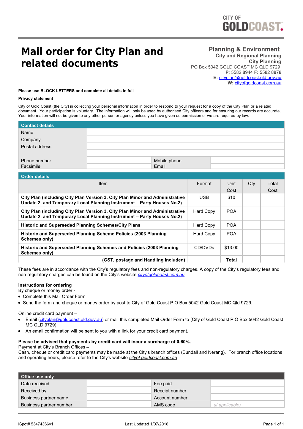 Fm158 Planning Scheme Order Form