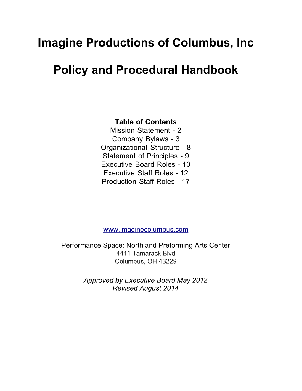 Imagine Productions Policy and Procedural Handbook-1