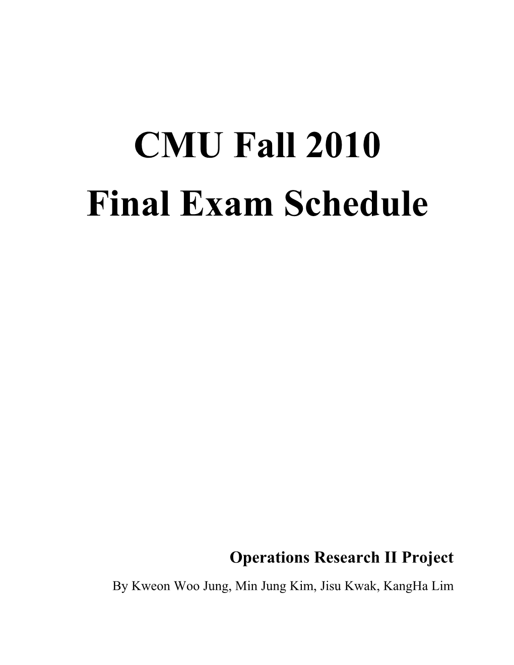 Final Exam Schedule