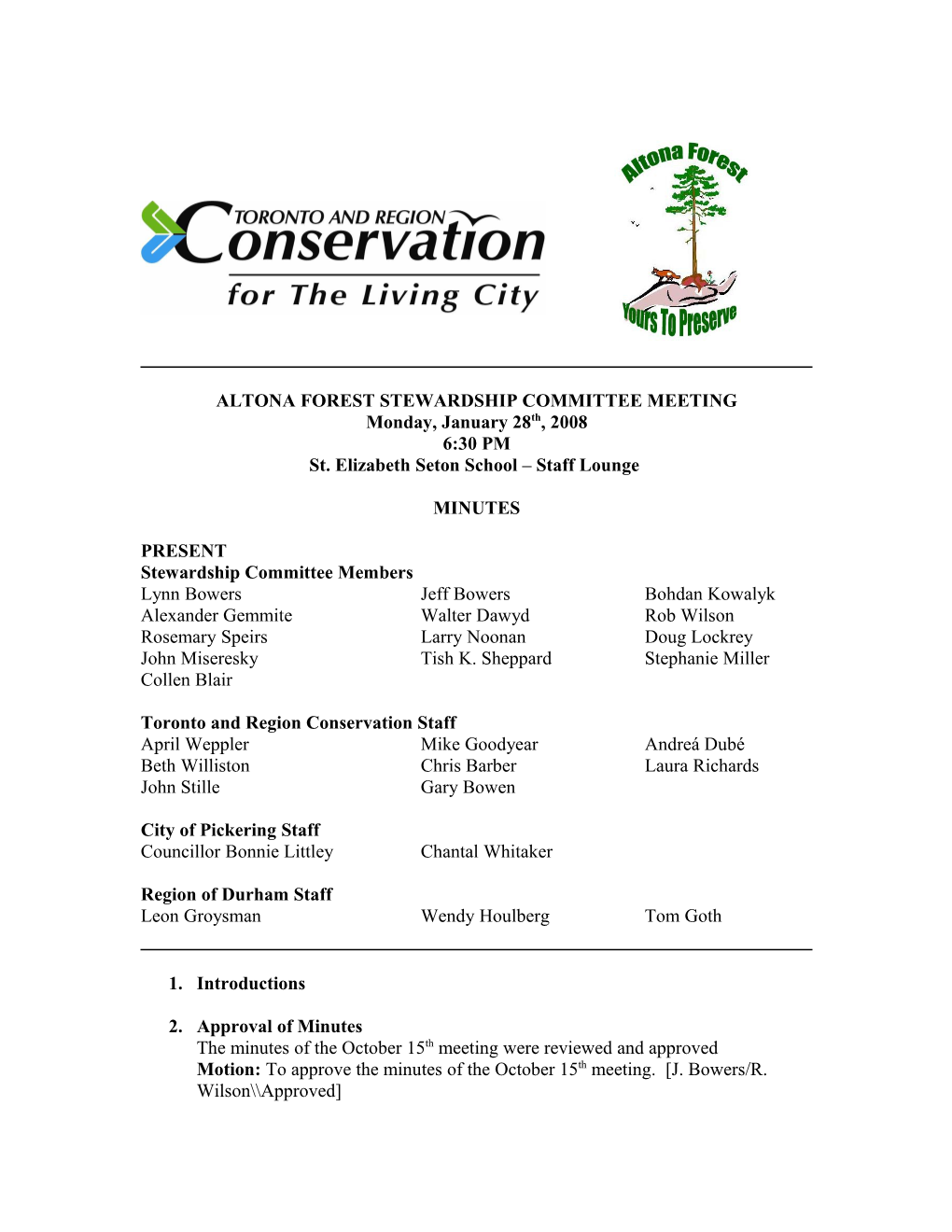 Altona Forest Stewardship Committee Meeting