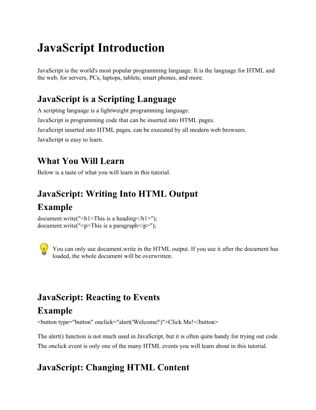 Javascript Introduction