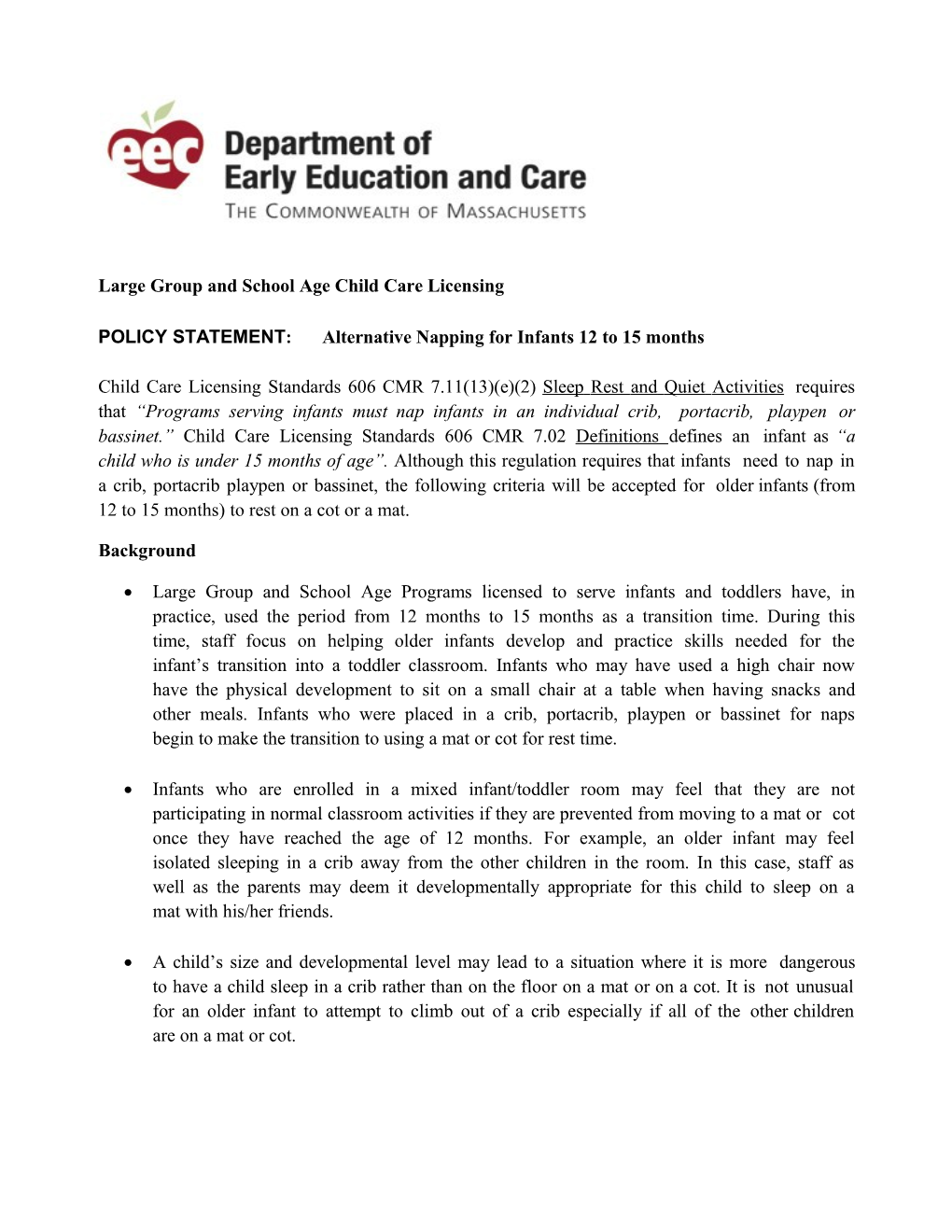 Large Group and Schoolage Childcare Licensing