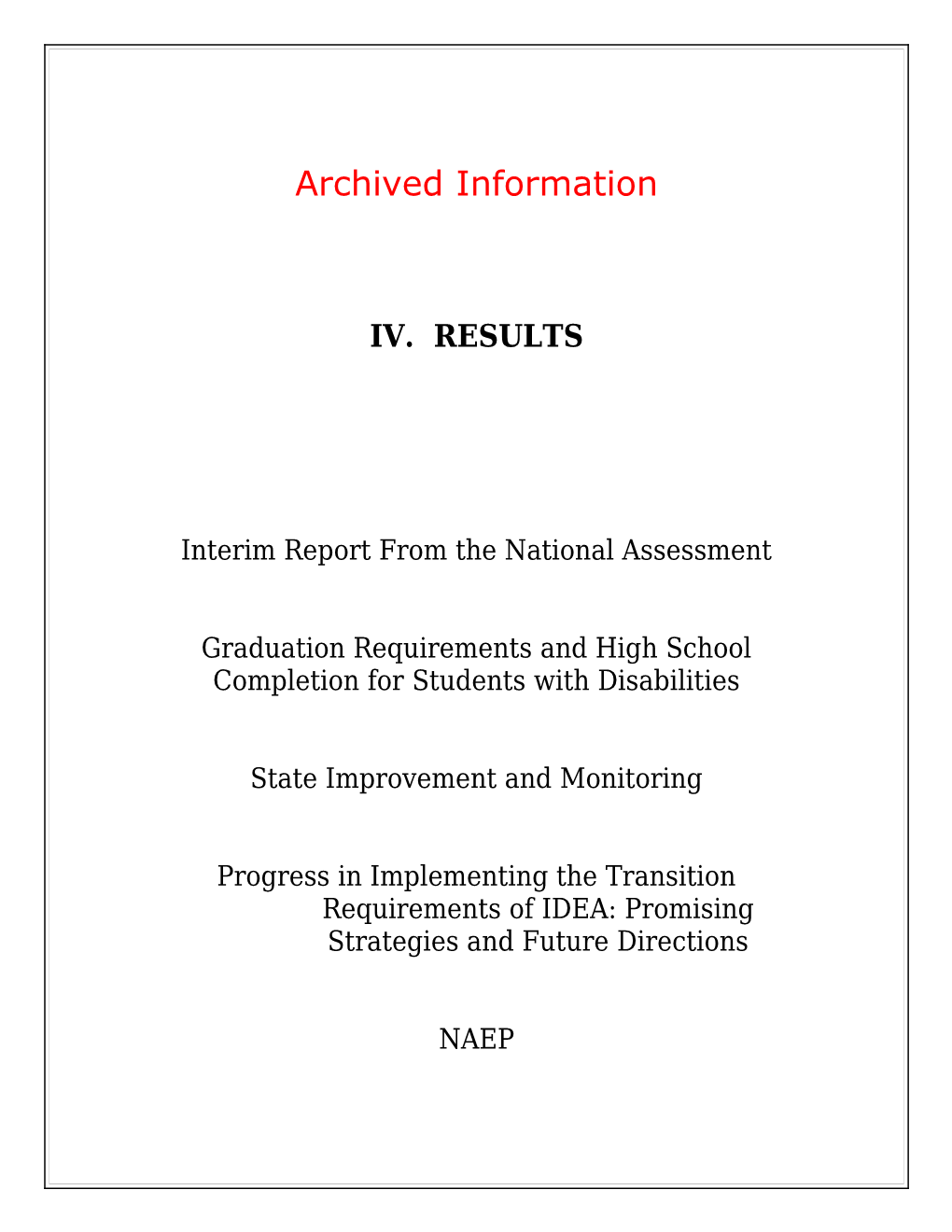 Archived: Chapter 4: Twenty First Annual Report to Congress on the Implementation of The