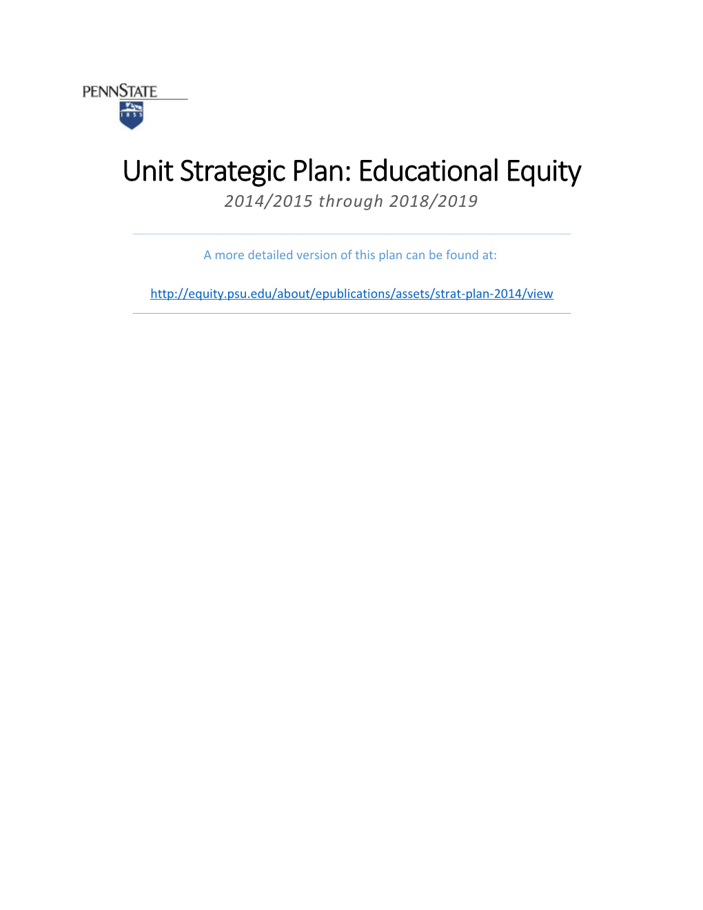 Penn State Educational Equity Strategic Plan