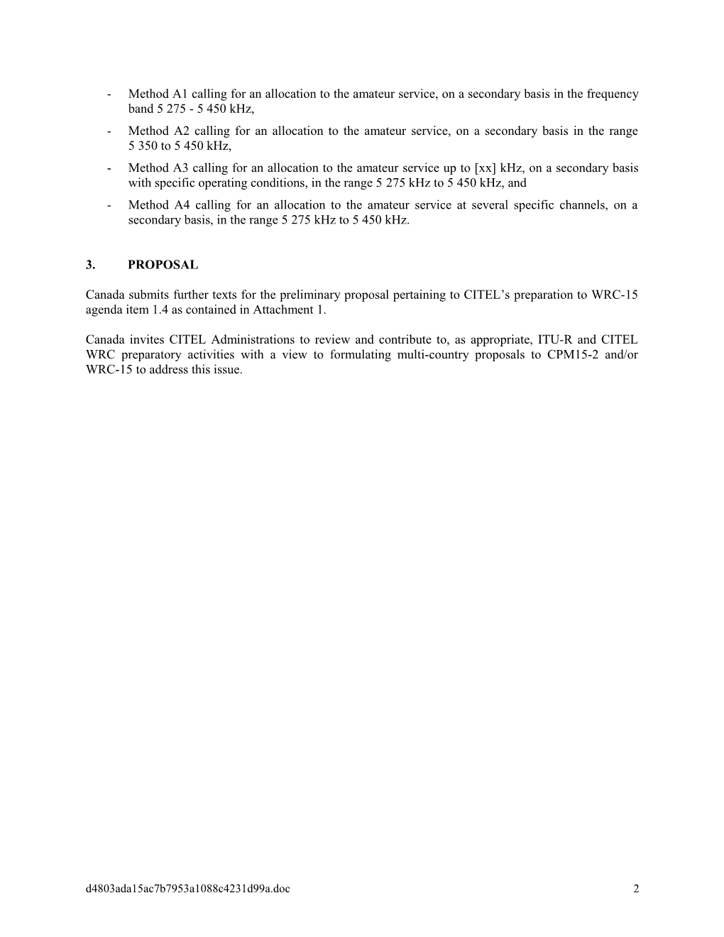 Agenda Item 1.4 Preliminary Proposal for Wrc-15