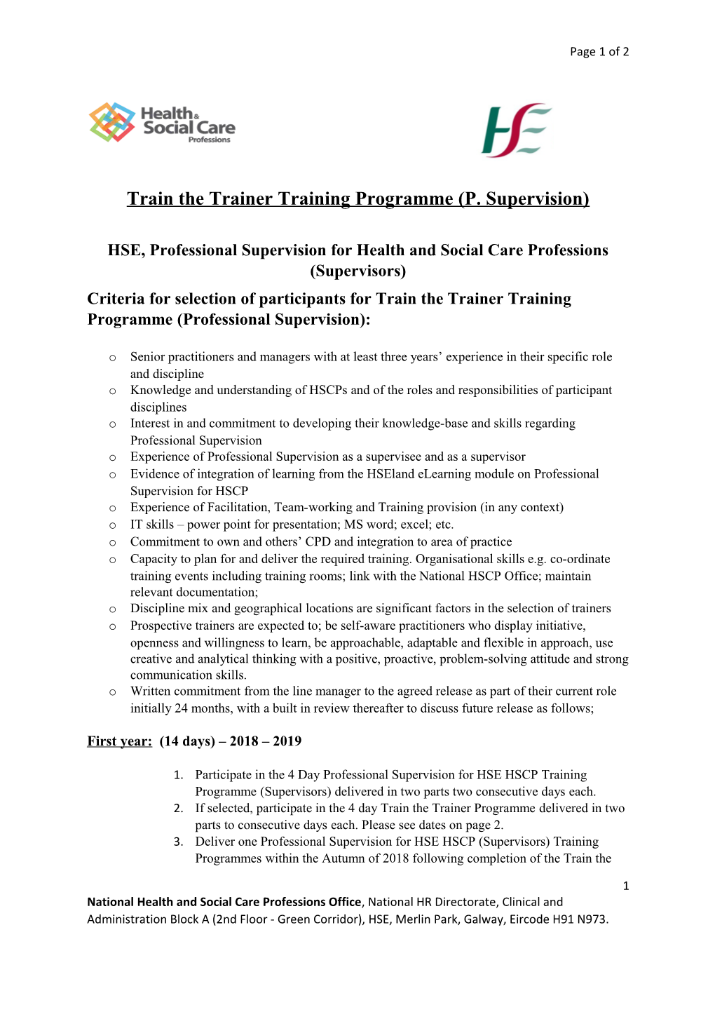 Train the Trainer Training Programme (P. Supervision)
