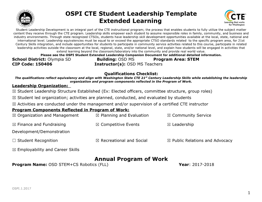 School District:Olympia SD Building: OSD MS Program Area: STEM