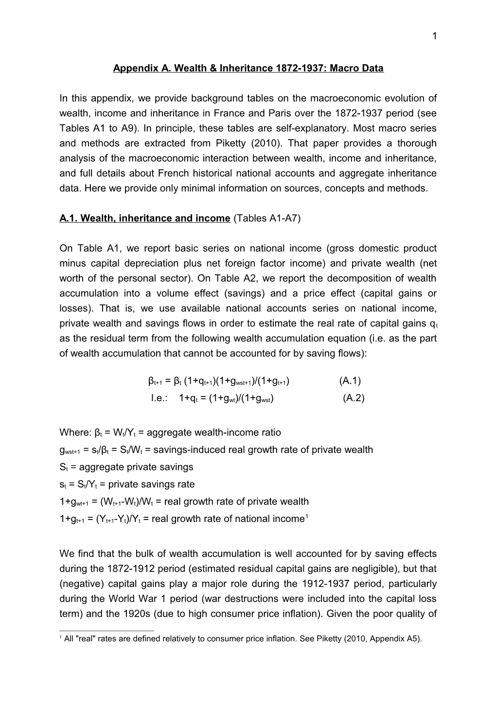 Appendix A. Wealth & Inheritance 1872-1937: Macro Data