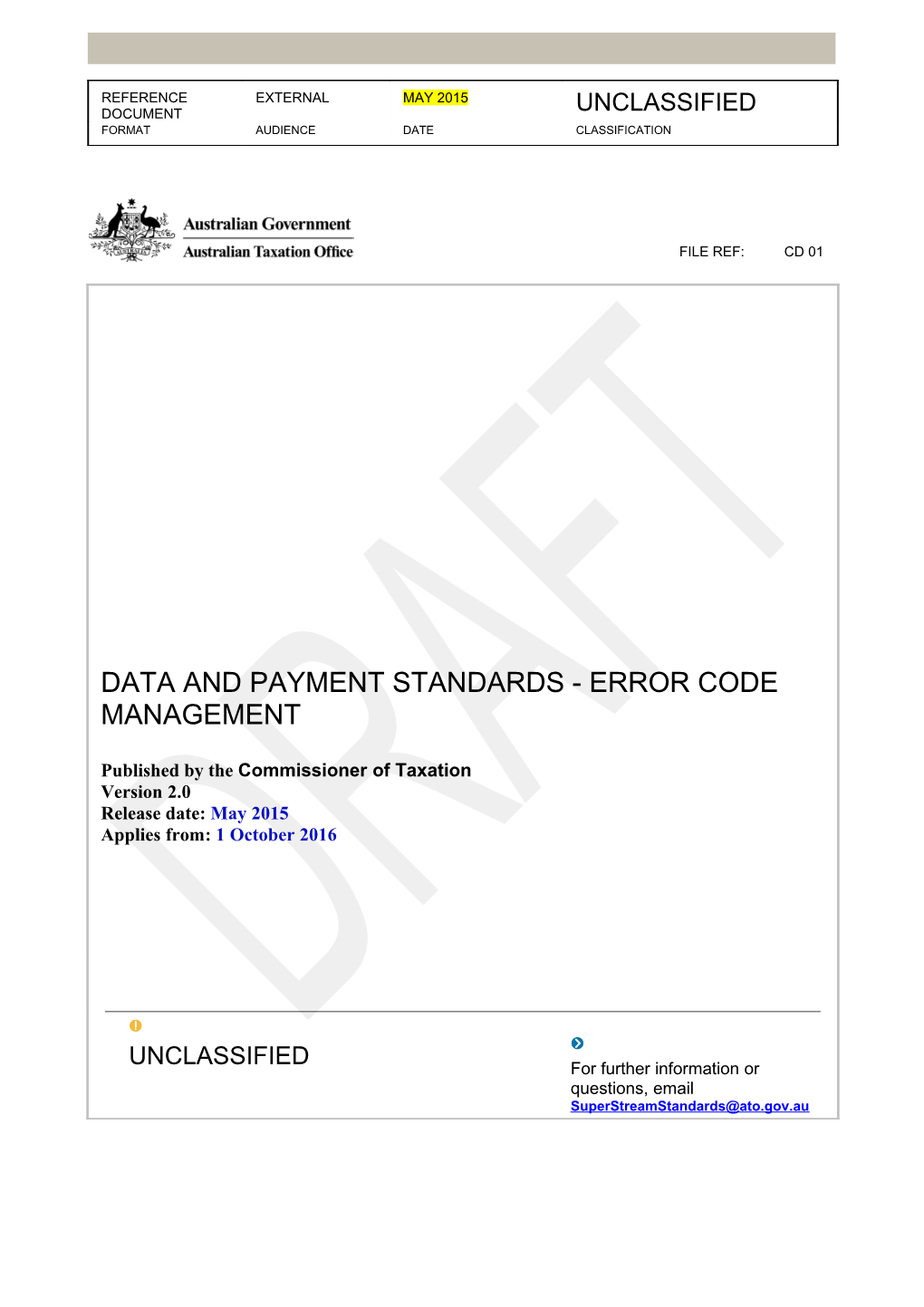TCN 6 Data and Payment Standards - Error Code Management 09 01 13