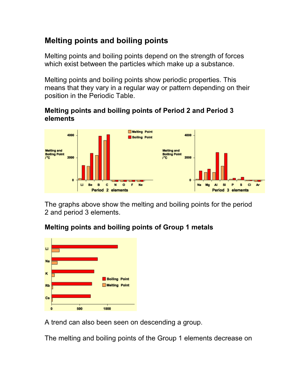 Melting Points and Boiling Points
