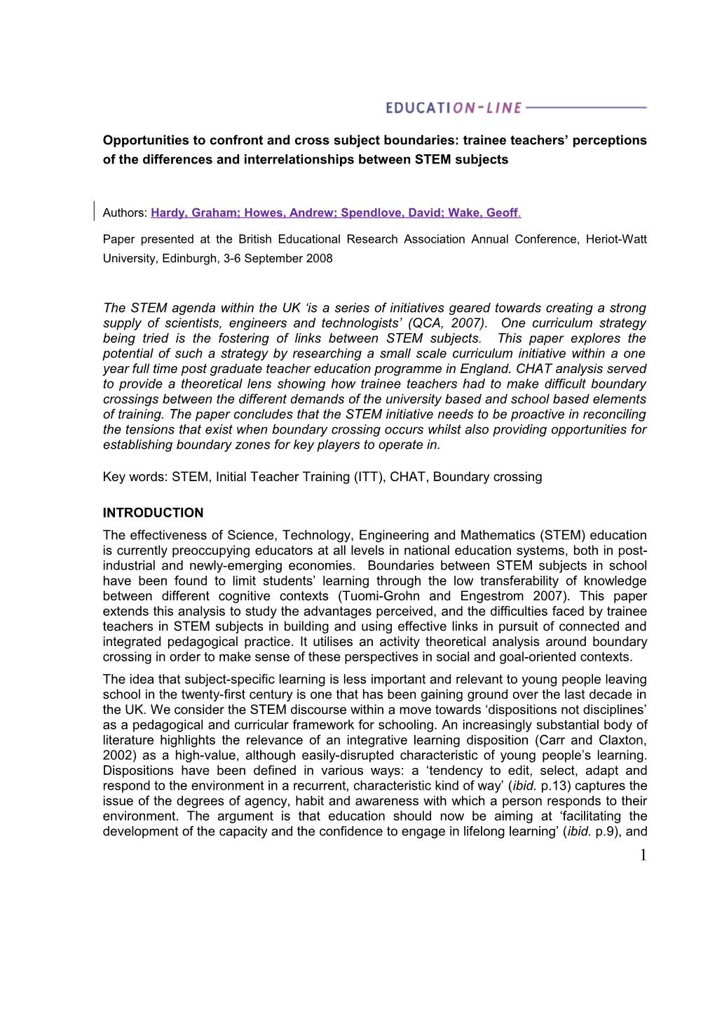 Opportunities to Confront and Cross Subject Boundaries: Trainee Teachers Perceptions Of