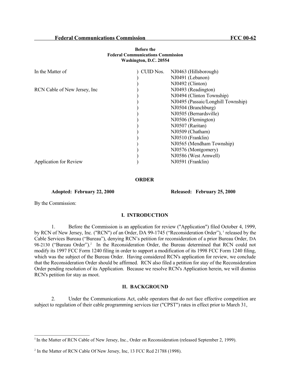 Federal Communications Commissionfcc 00-62