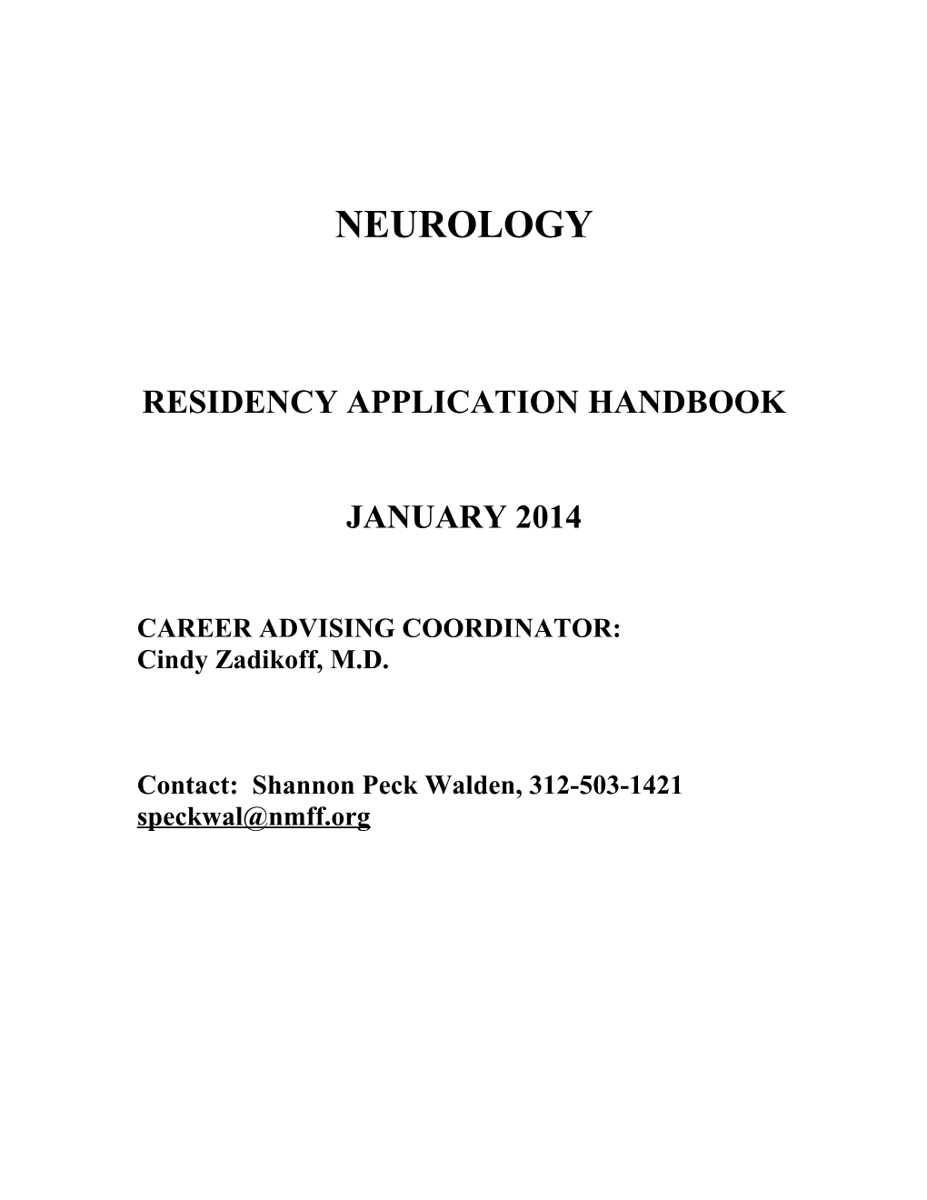 Residency Application Handbook