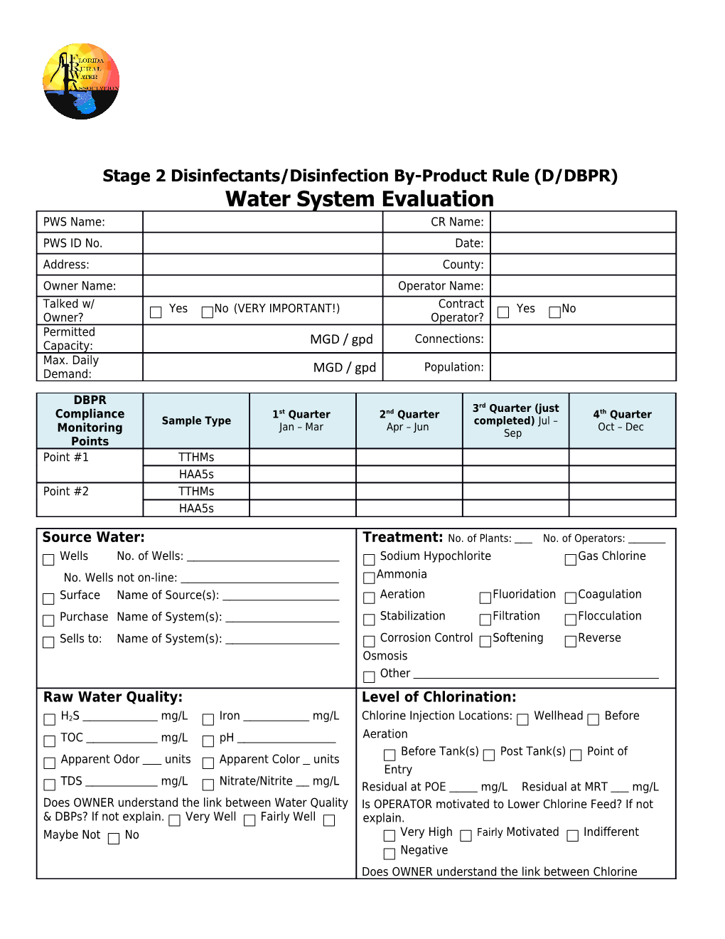 Stage 2 Disinfectants/Disinfection By-Product Rule (D/DBPR)