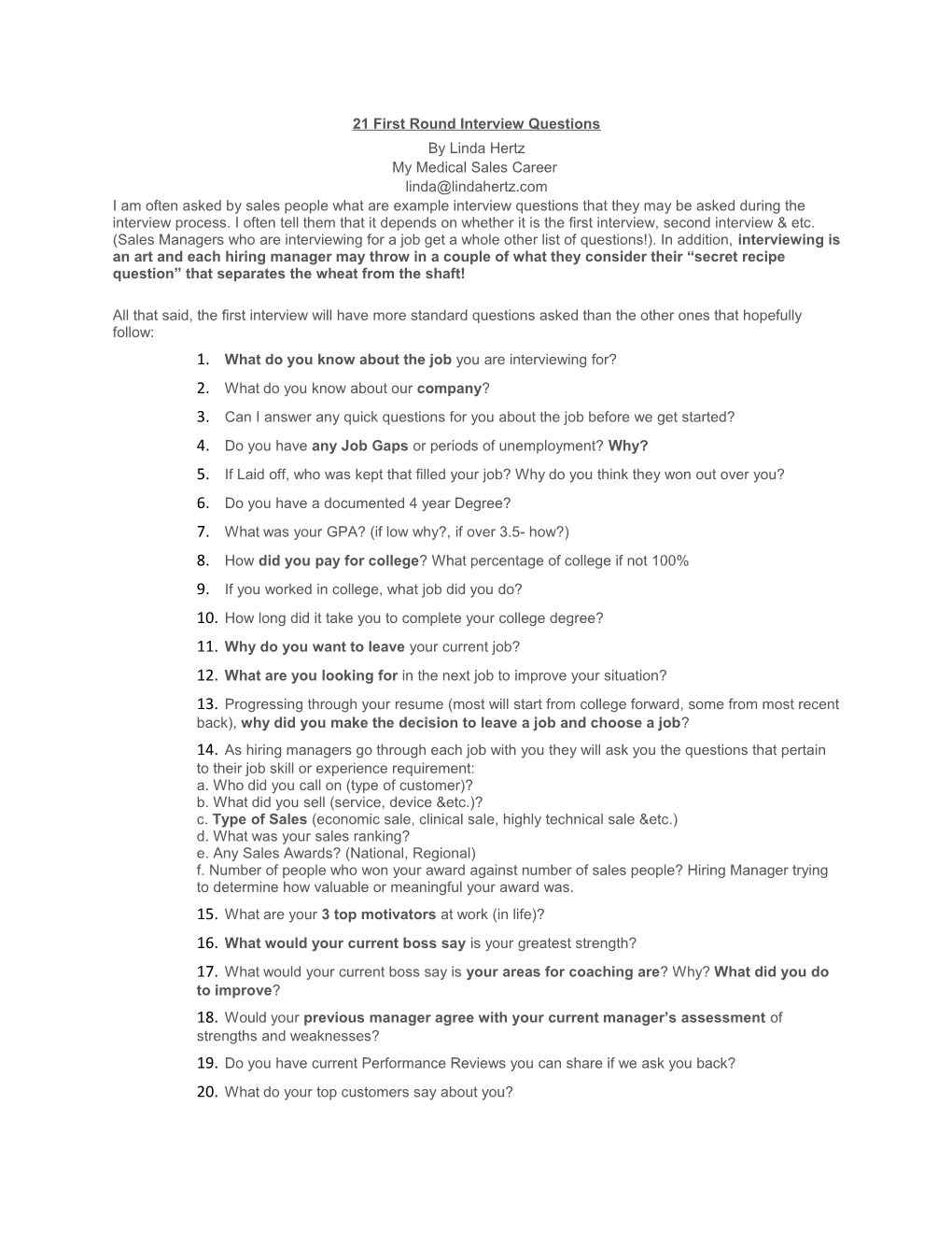 21 First Round Interview Questions