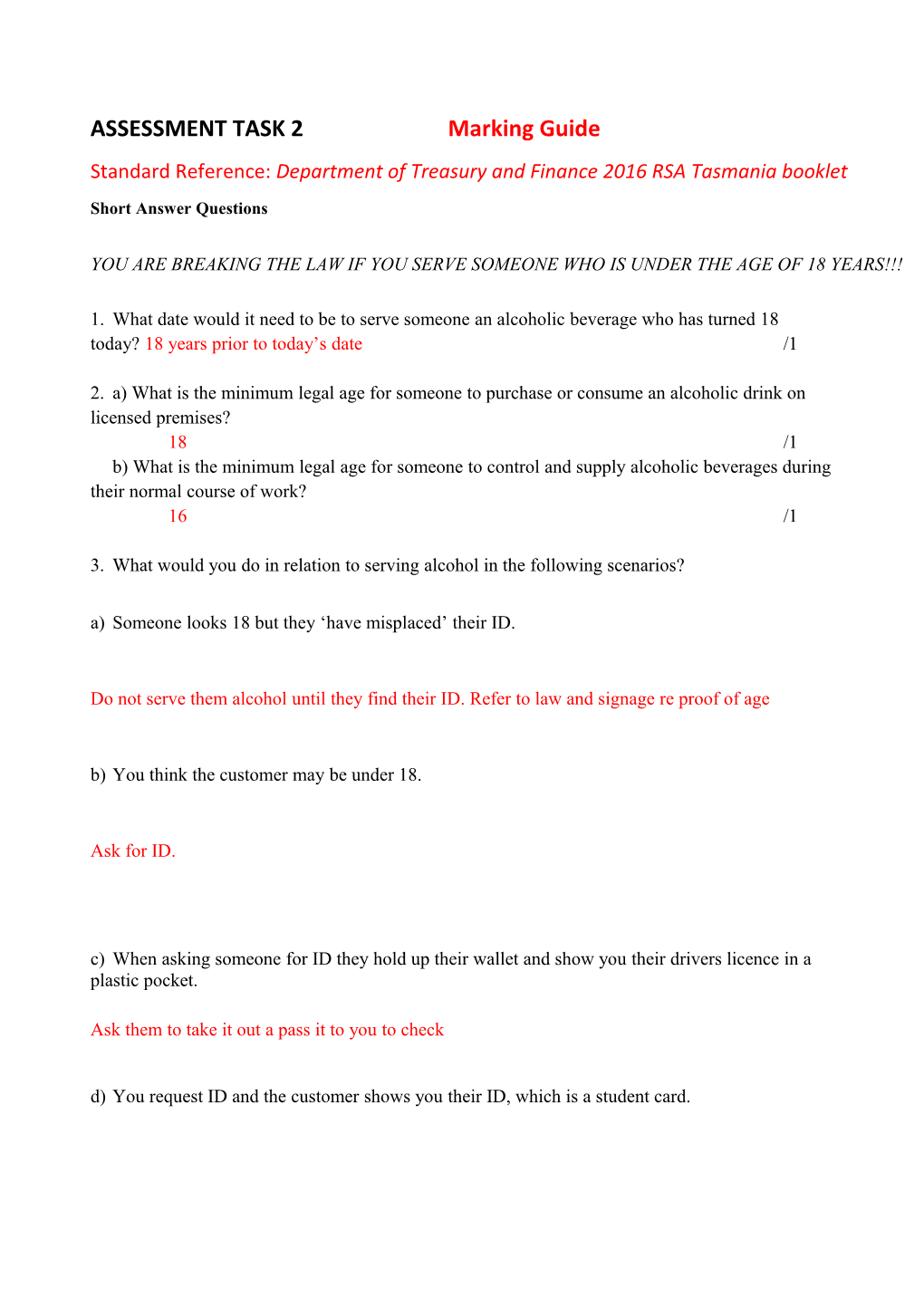 ASSESSMENT TASK 2Marking Guide