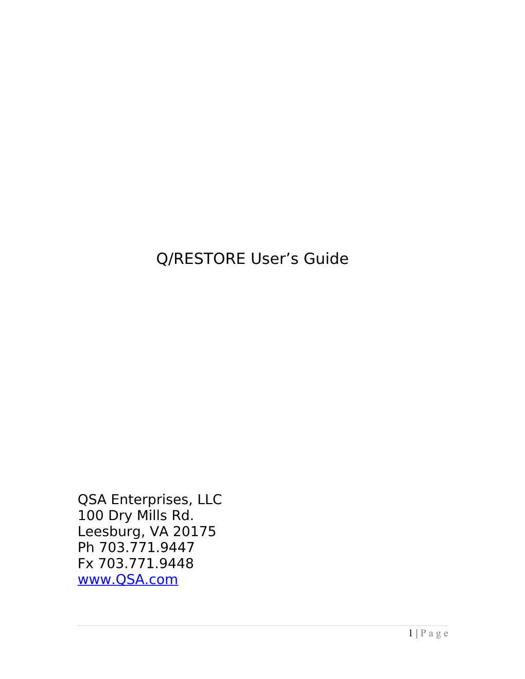 Q/RESTORE User S Guide