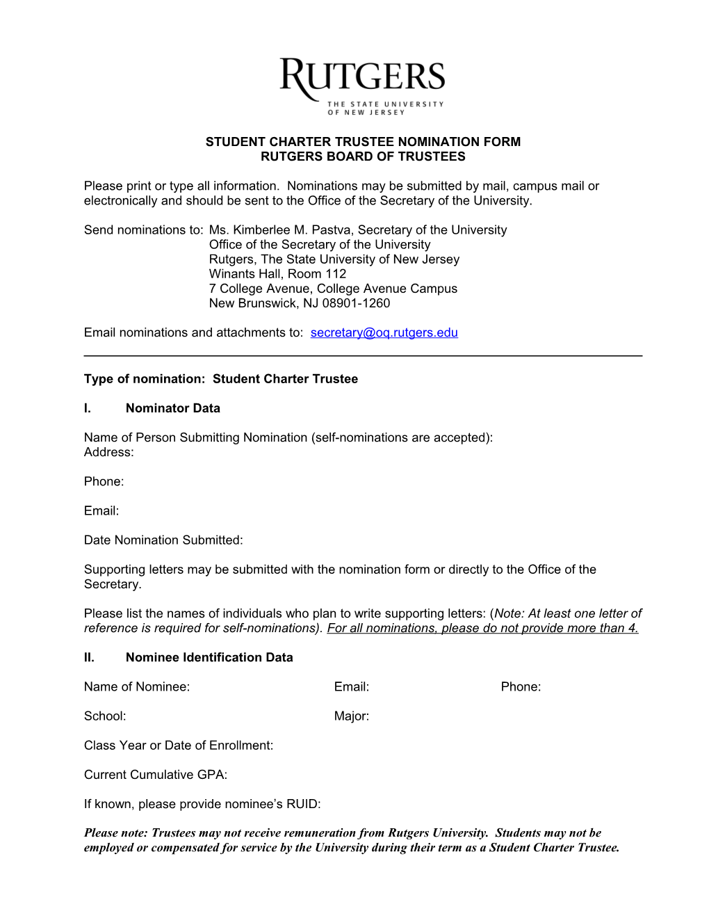 Student Charter Trustee Nomination Form (00007889-2)