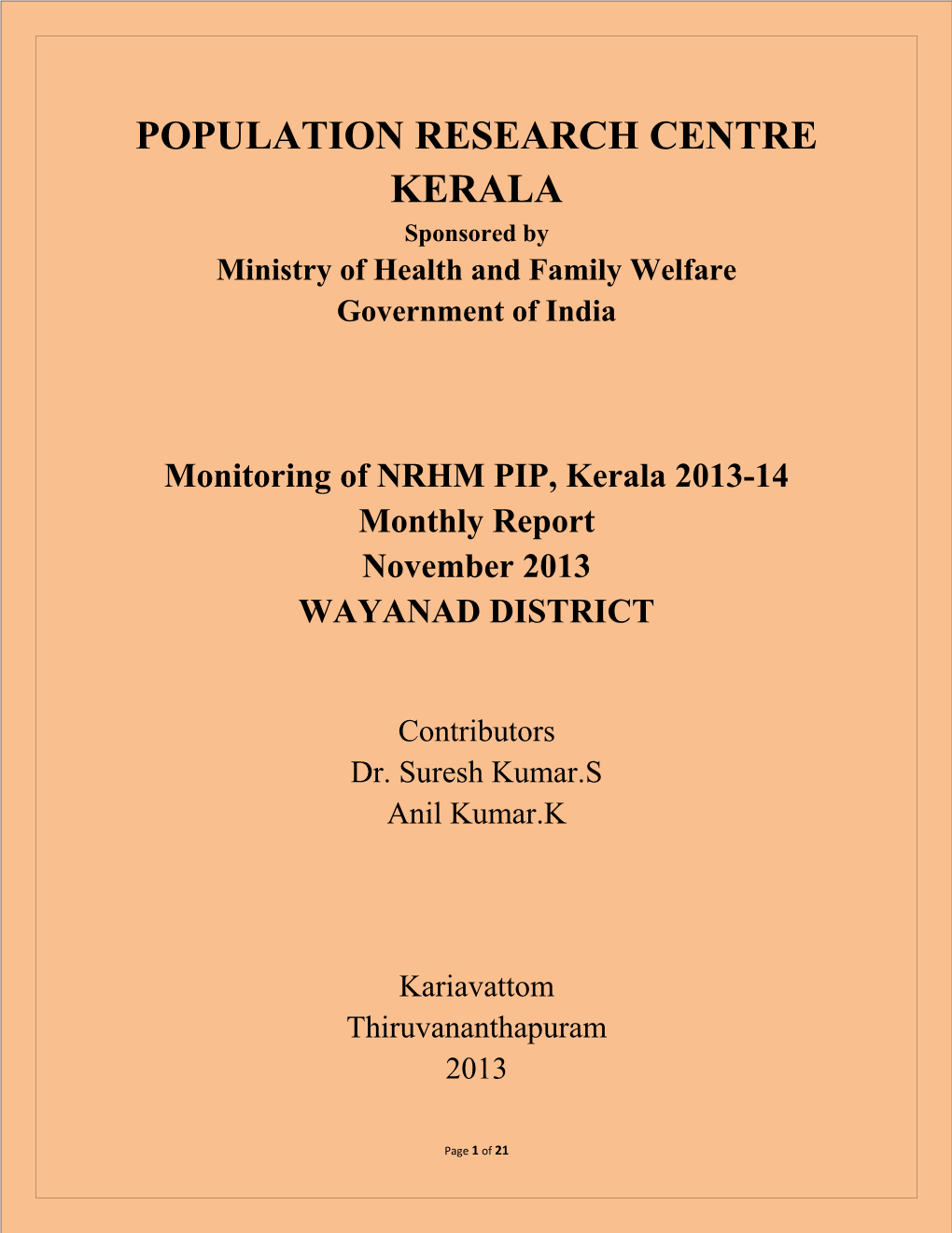 Wayanad - PIP Report