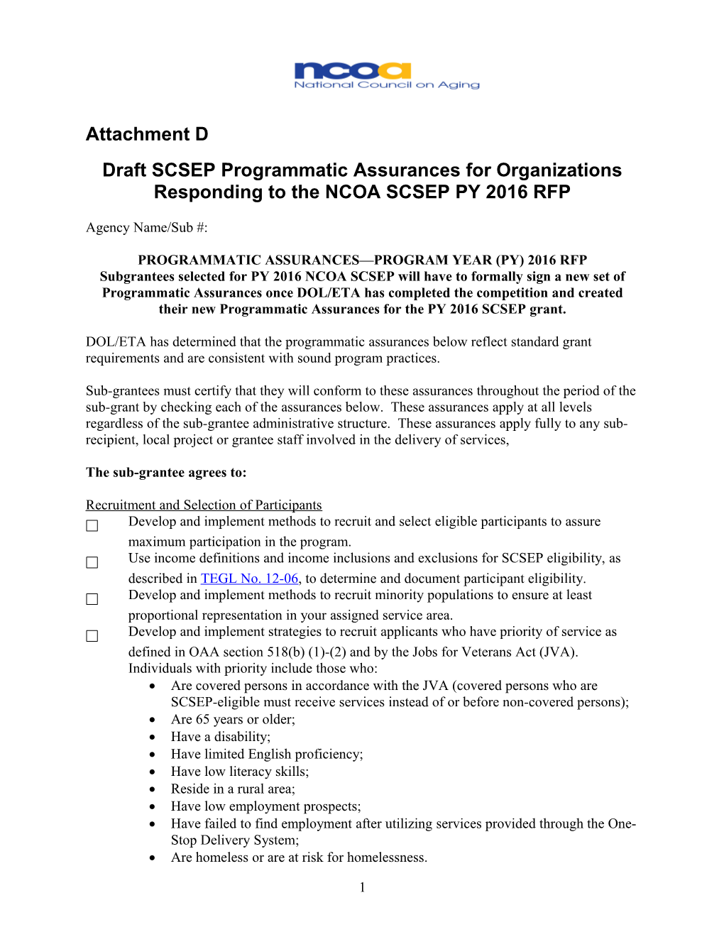 Programmatic Assurances Py 2010 Grant