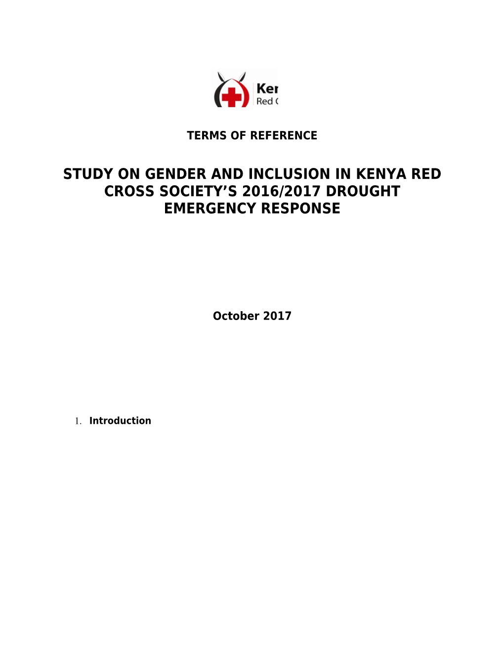 Study on Gender and Inclusion in Kenya Red Cross Society S 2016/2017 Drought Emergency