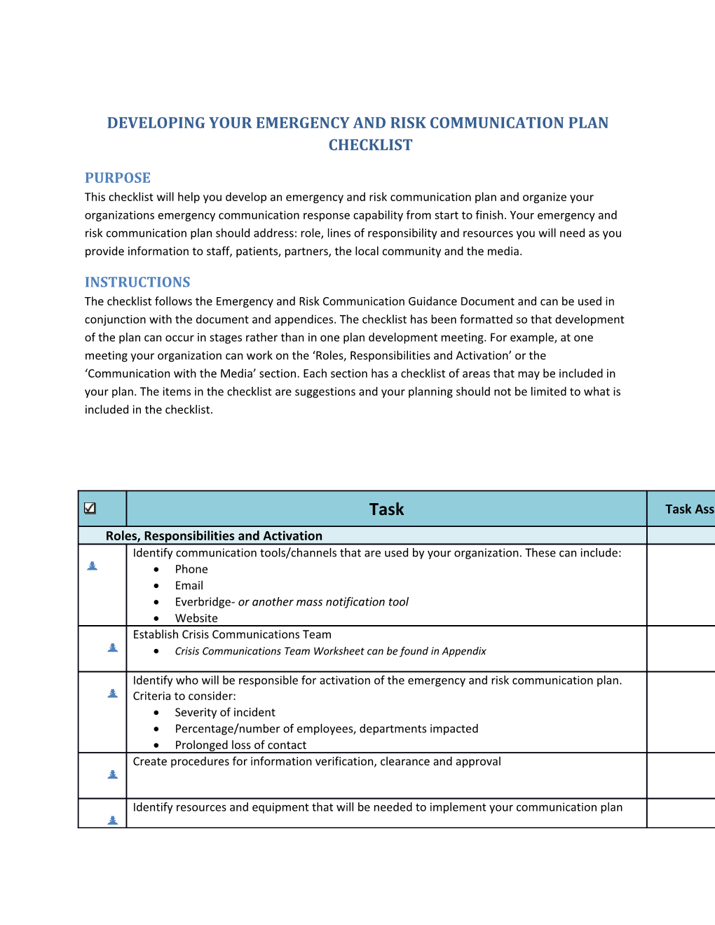 2 Checklist- Developing Your Emergency and Risk Communication Plan