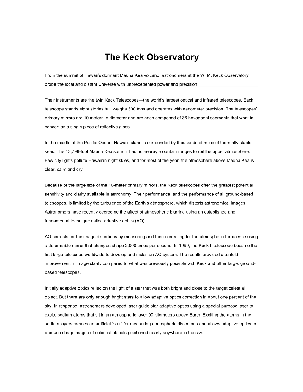 The Keck Observatory