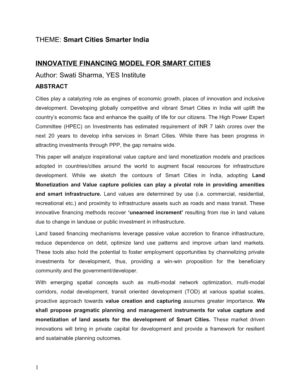 Innovative Financing Modelforsmart Cities