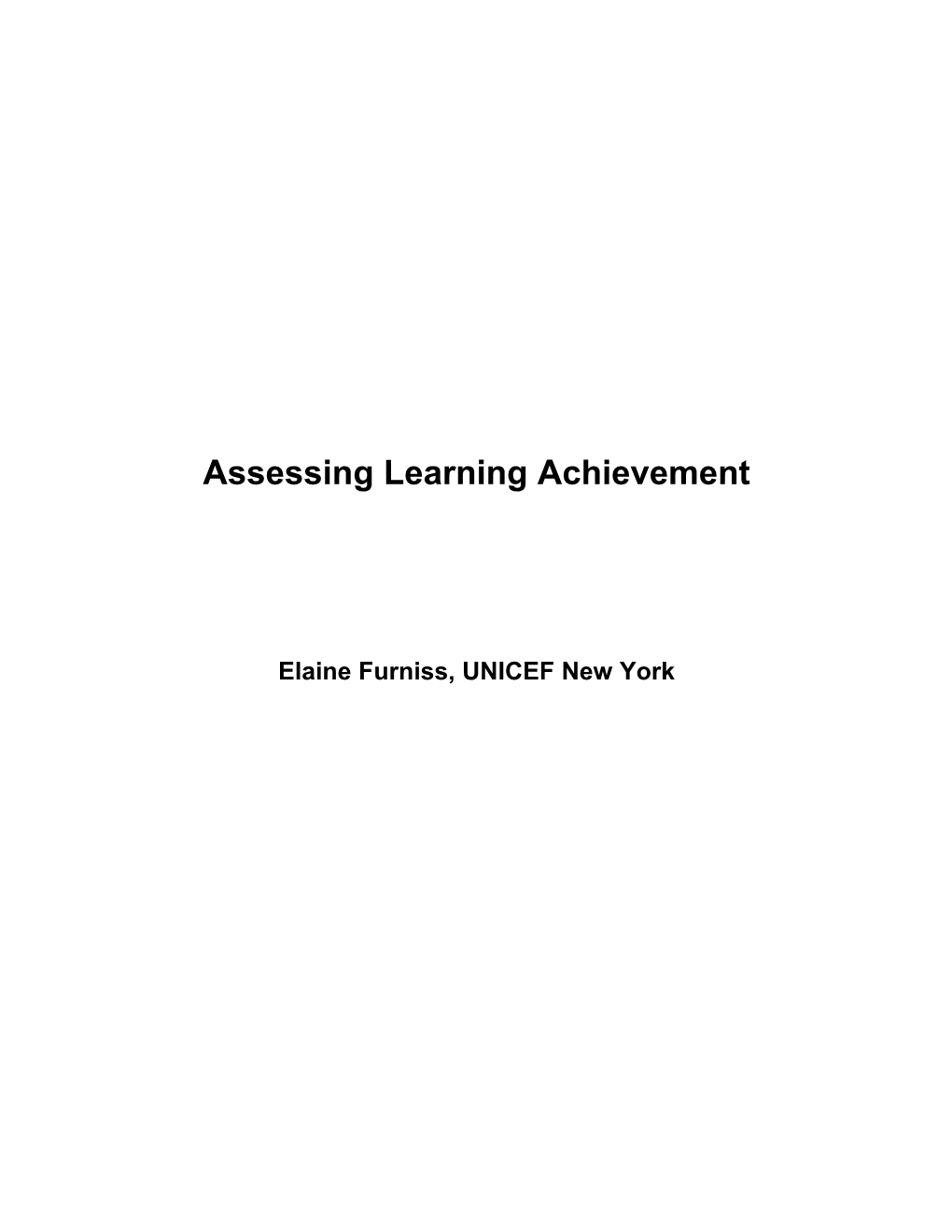 Assessing Learning Achievement