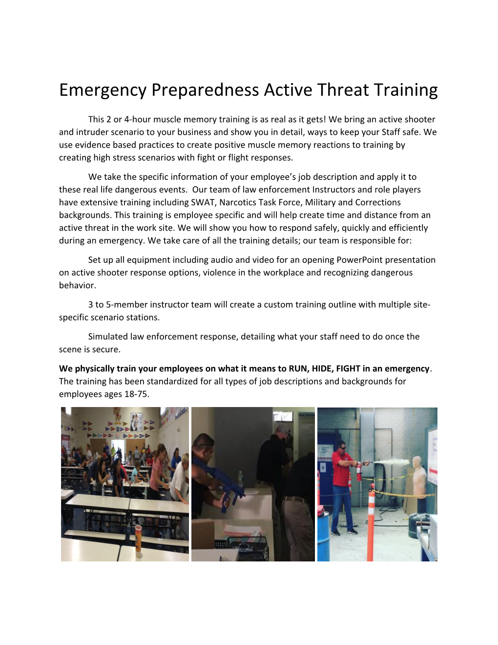 Emergency Preparedness Active Threat Training