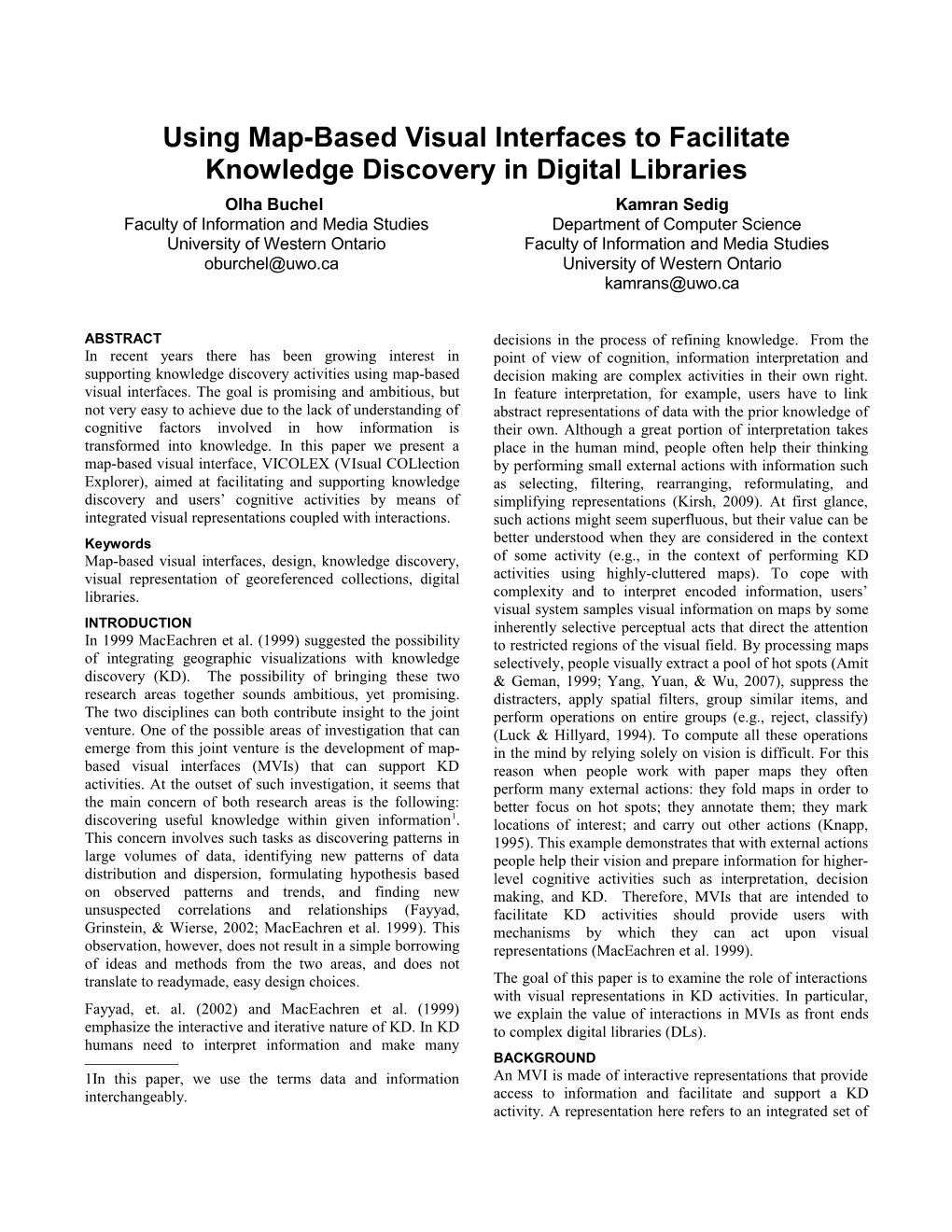 Using Map-Based Visual Interfaces to Facilitate Knowledge Discovery in Digital Libraries