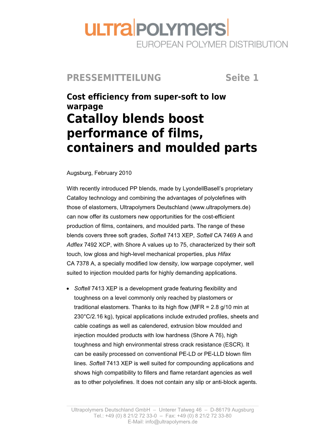 Cost Efficiency from Super-Soft to Low Warpage Catalloy Blends Boost Performance of Films