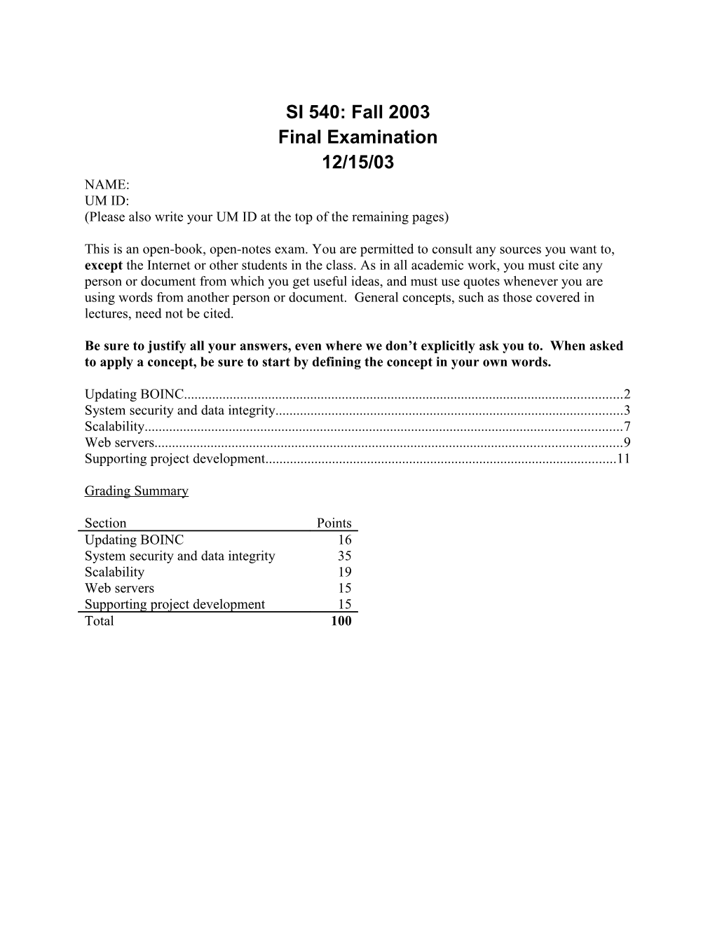 SI540 F03 Midterm - VOIP Scenarios