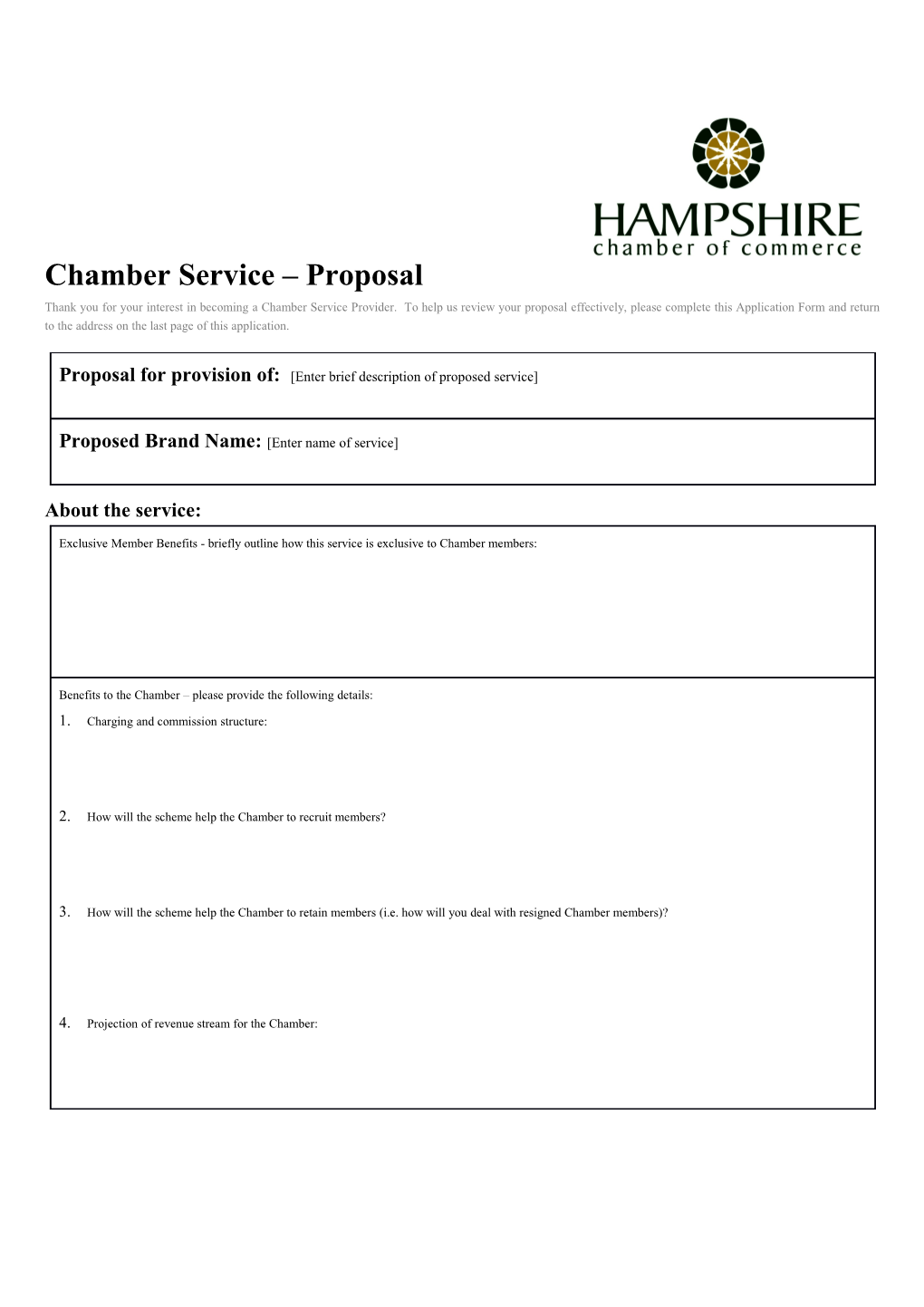 Chamber Service Proposal