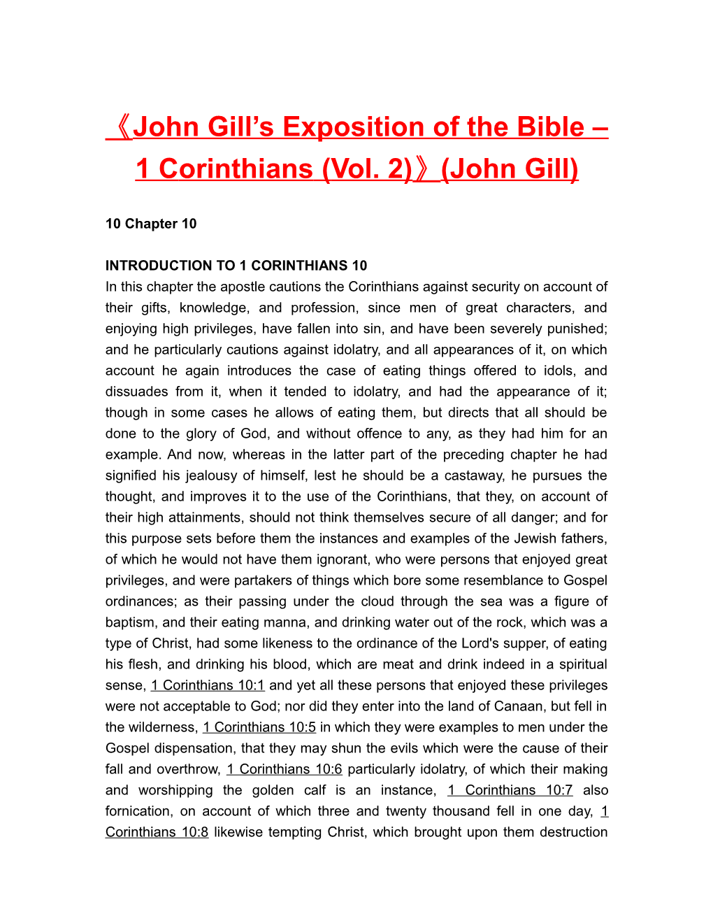 John Gill S Exposition of the Bible 1 Corinthians (Vol. 2) (John Gill)