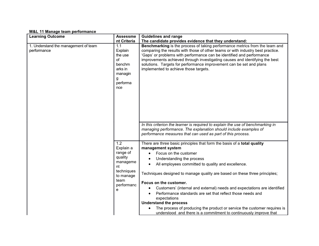 Manage Team Performance (ML11)